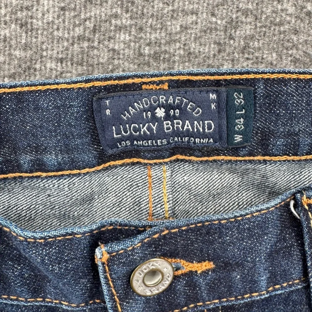 Lucky‎ Brand 1 Authentic Skinny Jeans Mens 34x32 Dark Wash Indigo Button Fly